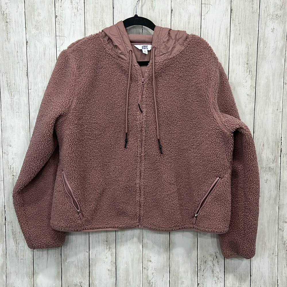 JoyLab Target Sherpa Full Zip Jacket Pockets Pink Dusty Rose Mauve Size XL